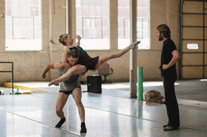 Artistic director Garrett Ammon choreographs Wonderbound company dancers for a production. Photo: Amanda Tipton.
